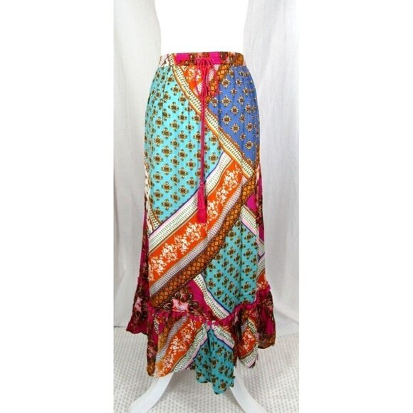 RD + KoKo Bohemian Skirt Pom Poms Tassel Elastic & Drawstring Large L India - Picture 1 of 11